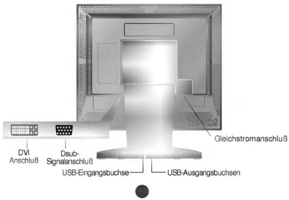 DVI Anschluß Dsub- Signalanschluß USB-Eingangsbuchse Gleichstromanschluß USB-Ausgangsbuchsen