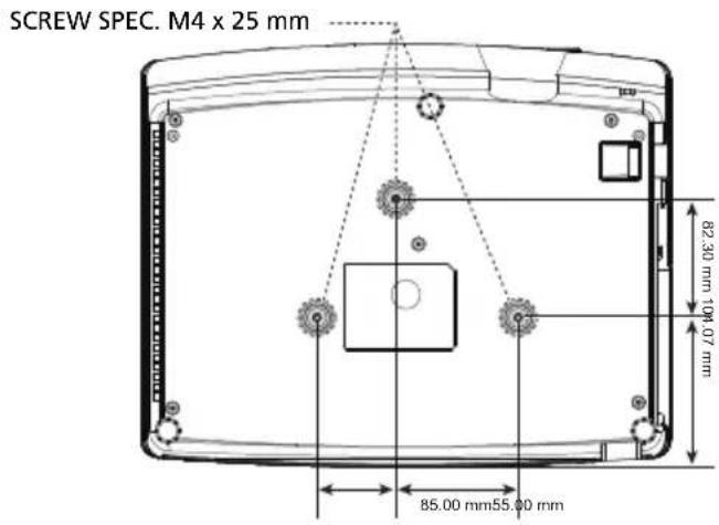 SCREW SPEC. M4 x 25 mm 82.30 mm 10M 07 mm 85.00 mm 55.00 mm