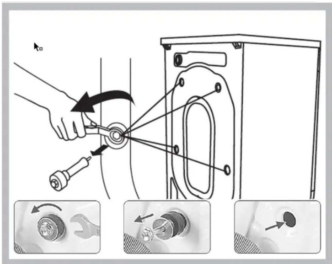 Diagram illustrating the step-by-step installation of a mechanical component with tool and close-up insets showing tool positioning and assembly.