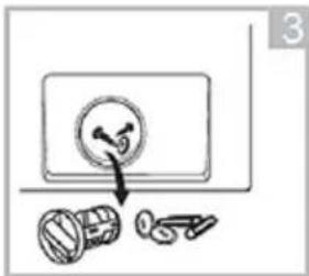 Diagram showing a mechanical assembly with a circular component and two separate parts, labeled with number 3.