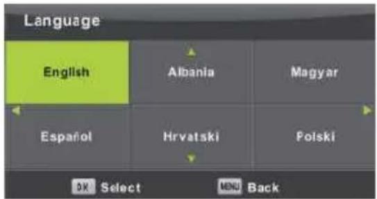 Language English Albania Magyar Español Hrvatski Polski OK Select MENU Back