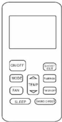 ON/OFF MODE FAN SLEEP SHORT OUT TEMP TURIOR TURIOR SARING DIRECT
