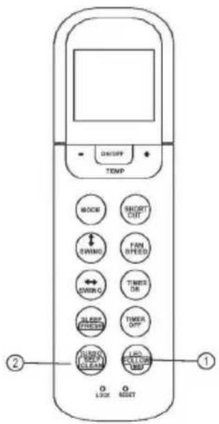 D/UPP TEMP MOCK SHORT CUT SWING FAN RPEED DOWN C TIMES OR SLEEP TIME CHECK OFF JUNIOR LEO SHORT CREAM YELLOW LEEK LOCK RESET ② ①