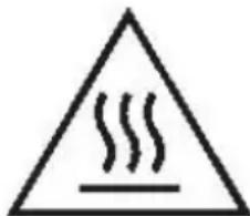 Warning symbol with steam inside a triangle, indicating heat or smoke hazard