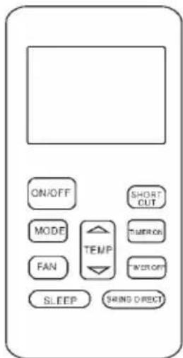 ON/OFF MODE FAN TEMP SHORT OUT TIME ON TIME OFF SLEEP SRING DIRECT