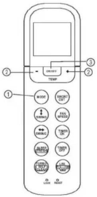 ORISOFF TEMP MODE SHORT CUT SWING FAN SPEED SWING TIMI ON BLOCK TIME OFF TUBBO FULL CLEAN LED FOLLOW LIME LOCK RESET