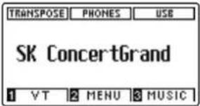 TRANSPOSE PHONES USB SK ConcertGrand 1 VT 2 MENU 3 MUSIC