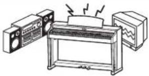 KAWAI CA58 - Stellen Sie das Instrument nicht in die Nähe eines anderen elektrischen Gerätes, wie TV und Radios. - 2