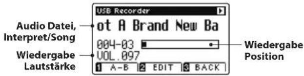 Audio Datei, Interpret/Song Wiedergabe Lautstärke USB Recorder ot A Brand New Ba 004-03 VOL.097 1 A-B 2 EDIT 3 BACK Wiedergabe Position