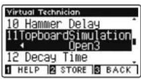 Virtual Technician 10 Hammer Delay 11TopboardSimulation Open3 12 Decay Time 1 HELP 2 STORE 3 BACK