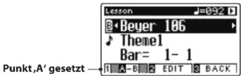 Lesson Beyer 106 Theme1 Bar= 1- 1 1 A-B 2 EDIT 3 BACK Punkt,A' gesetzt