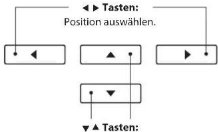 ◀▶ Tasten: Position auswählen. ◀◀ ▲ ▶▶ ▼▶ Tasten: