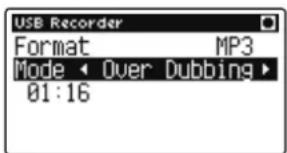 USB Recorder Format MP3 Mode Over Dubbing 01:16