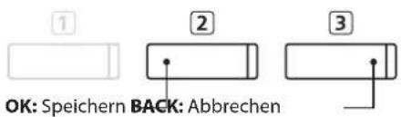 ① ② ③ OK: Speichern BACK: Abbrechen