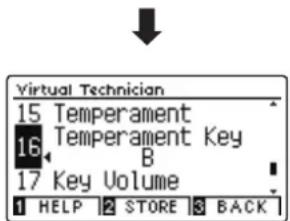 Virtual Technician 15 Temperament 16 Temperament Key B 17 Key Volume 1 HELP 2 STORE 3 BACK