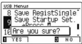 USB Menus 8 Save RegistSingle* 9 Save Startup Set. 16 Are you sure? 1 YES 3 NO