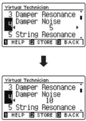 Virtual Technician 3 Damper Resonance 4 Damper Noise 5 String Resonance 1 HELP 2 STORE 3 BACK Virtual Technician 3 Damper Resonance 4 Damper Noise 5 String Resonance 1 HELP 2 STORE 3 BACK