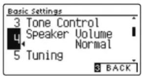 KAWAI CN39 - Speaker Volume Einstellung auswählen - 1