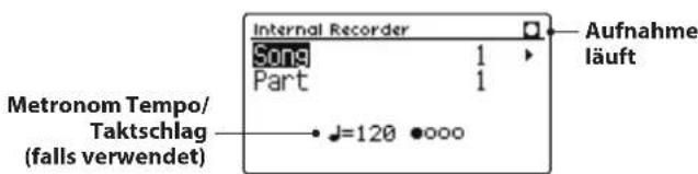 Internal Recorder Song 1 Part 1 Metronom Tempo/ Taktschlag (falls verwendet) J=120 •000 Aufnahme läuft
