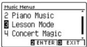 Music Menus 2 Piano Music 3 Lesson Mode 4 Concert Magic 2 ENTER 3 EXIT