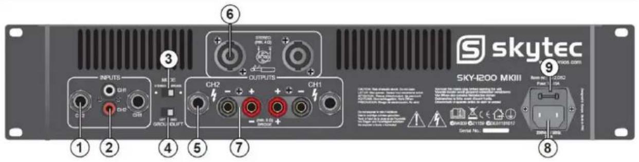 skytec SKY-1200 MKIII SKY-1200 MKIII Skytec 9 Base No: 2.082 Phone: 154 Serial No: 2300-2300 ① ② ③ ④ ⑤ ⑥ INPUTS CH1 CH2 CH1 OUTPUTS CH2 CH1 ① ② ③ ④ ⑤ ⑦ M 3E GRCU OUTF 200.0Ω 200.0Ω 200.0Ω 200.0Ω 200.0Ω 200.0Ω 200.0Ω 200.0Ω 200.0Ω 200.0Ω 200.0Ω 200.0Ω 200.0Ω 200.0Ω 200.0Ω Output Ch1 Ch2 Ch1 Ch2 Ch1 C…