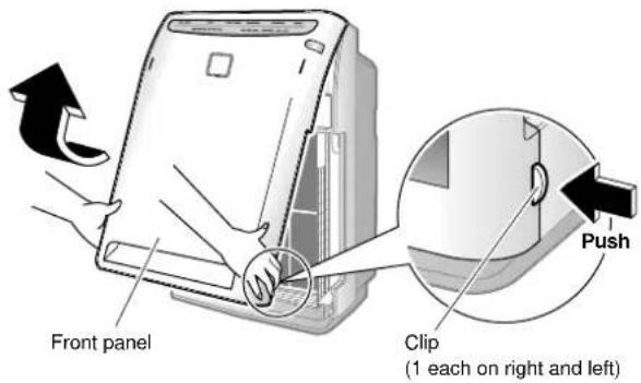 Front panel Clip (1 each on right and left) Push