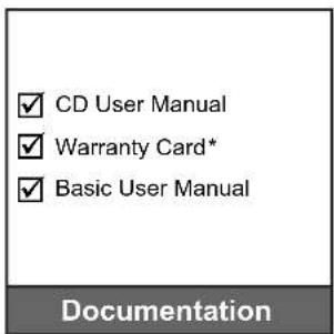 CD User Manual Warranty Card* Basic User Manual Documentation