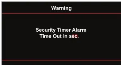 Warning Security Timer Alarm Time Out in sec.