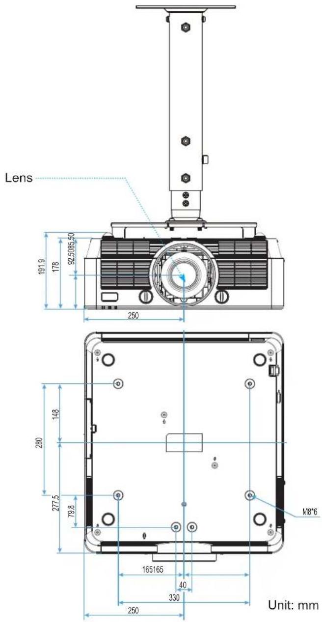 Lens 191.9 178 32.5065,50 250 280 148 277.5 79.8 165165 40 330 250 M8*6 Unit: mm
