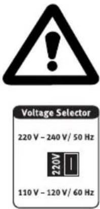 Voltage Selector 220 V - 240 V / 50 Hz 220V 110 V - 120 V / 60 Hz