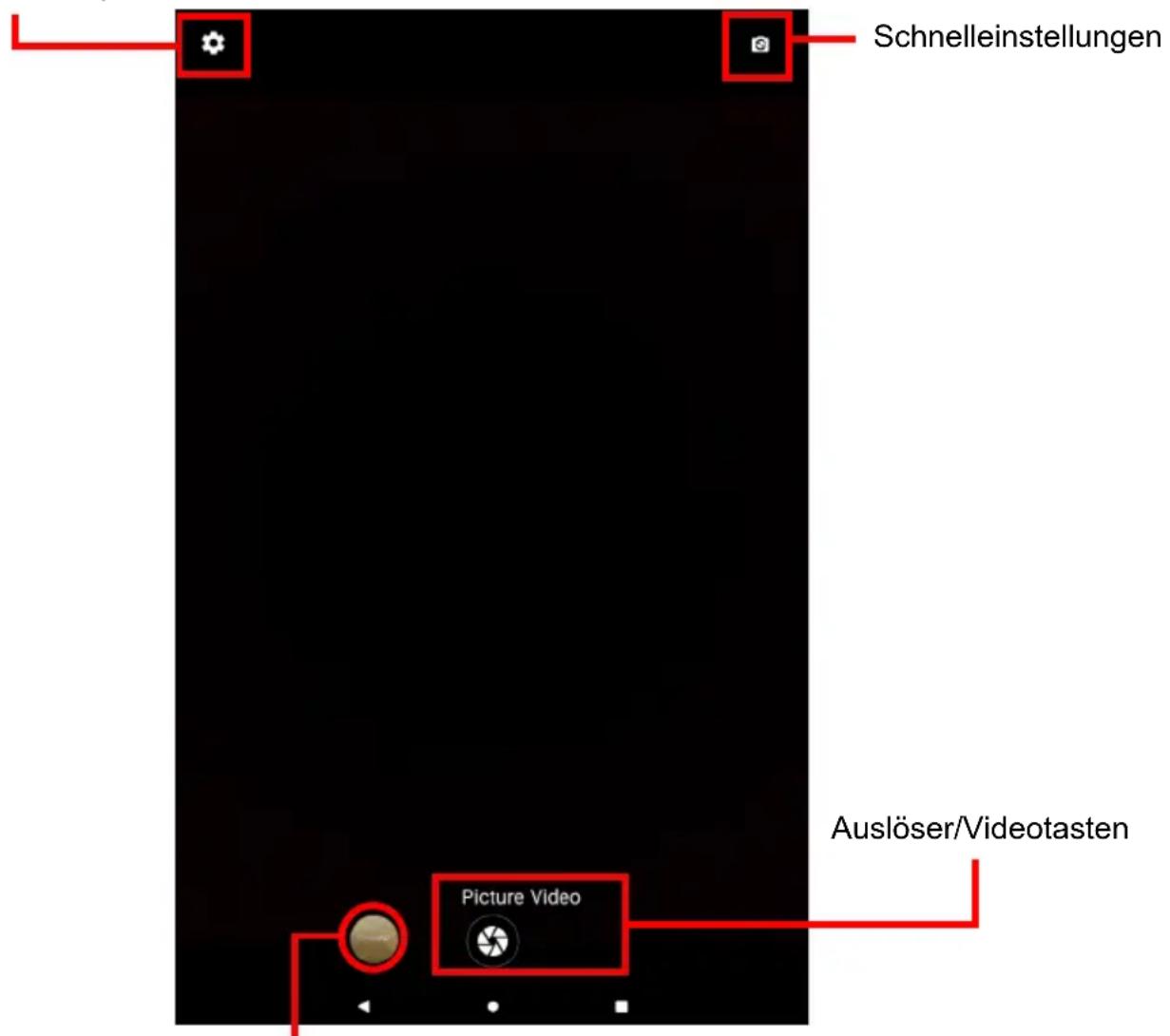 Schnelleinstellungen Picture Video Auslöser/Videotasten