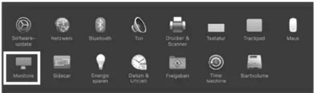Software-update Netzwerk Bluetooth Ton Drucker & Scanner Tastatur Trackpad Maus Monitore Sidecar Energie sparen Datum & Uhrzeit Freigaben Time Machine Startvolume