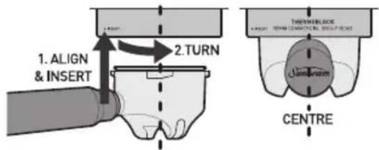 1. ALIGN & INSERT 2.TURN TEMPERLOCK A GREEN TEMPERATURE SOCIPL INDEX CERRE