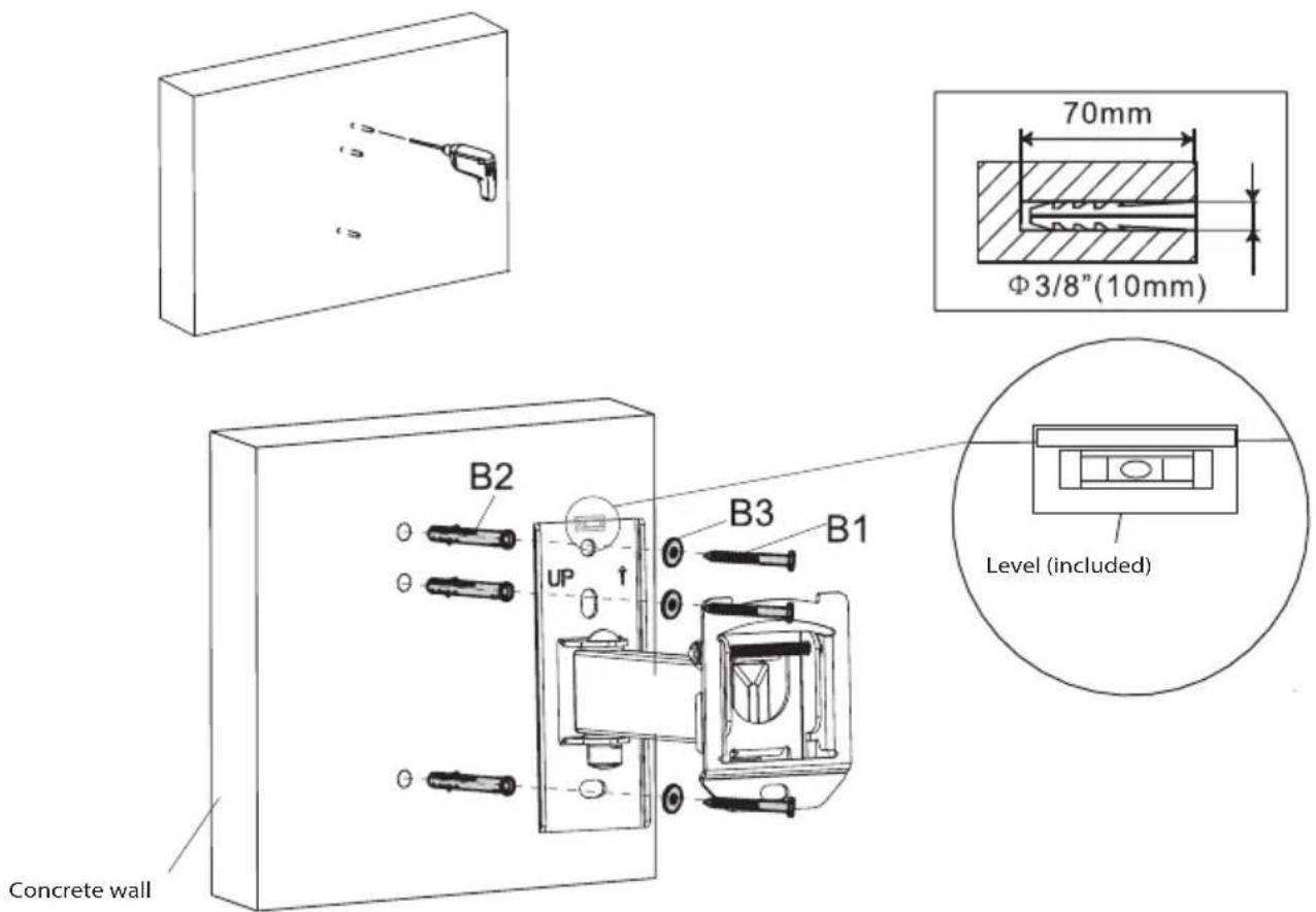 Concrete wall B2 UP B3 B1 70mm Φ3/8"(10mm) Level (included)