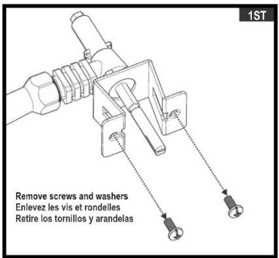 1ST Remove screws and washers Enlevez les vis et rondelles Retire los tornillos y arandelas