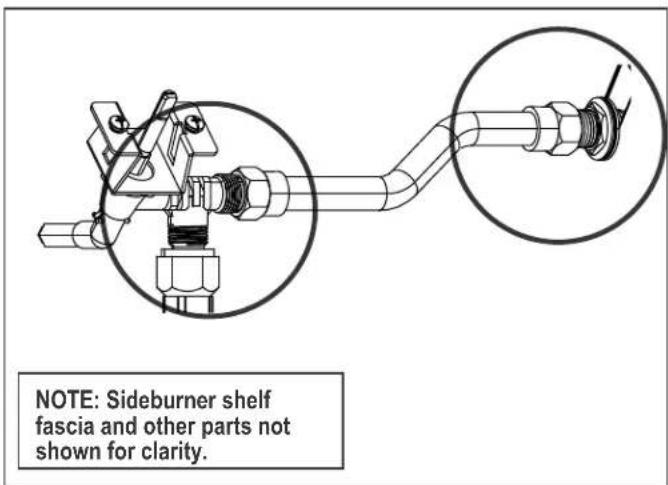 NOTE: Sideburner shelf fascia and other parts not shown for clarity.