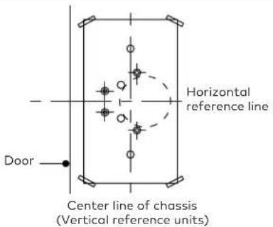 Horizontal reference line Door Center line of chassis (Vertical reference units)