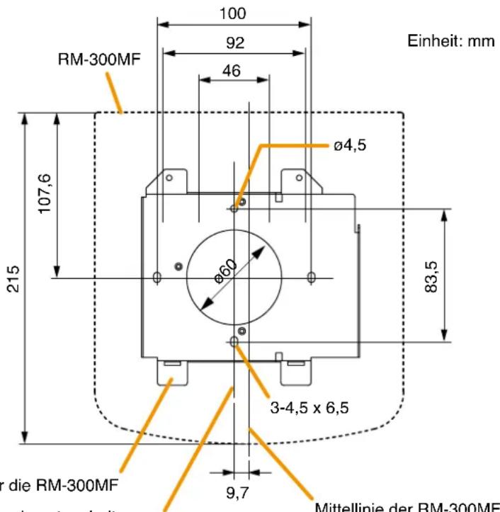 RM-300MF 100 92 46 Einheit: mm Ø4,5 107,6 215 83,5 Ø60 3-4,5 x 6,5 9,7 dire die RM-300MF endmontgeschalterung Mittellinie der RM-300MF
