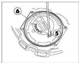 Technical diagram of a mechanical component with numbered parts and labeled parts