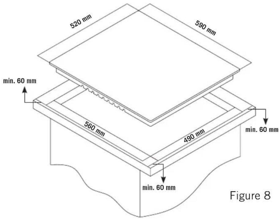 520 mm 590 mm min. 60 mm 560 mm 490 mm min. 60 mm Figure 8