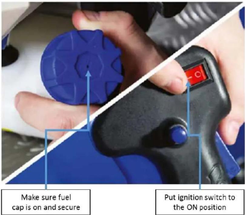 Make sure fuel cap is on and secure Put ignition switch to the ON position