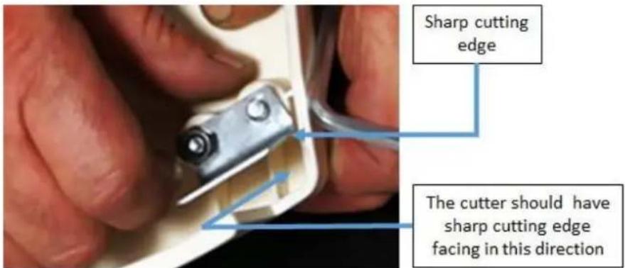 Sharp cutting edge The cutter should have sharp cutting edge facing in this direction