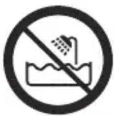 Prohibition sign showing a shower stroke over water with no text or symbols