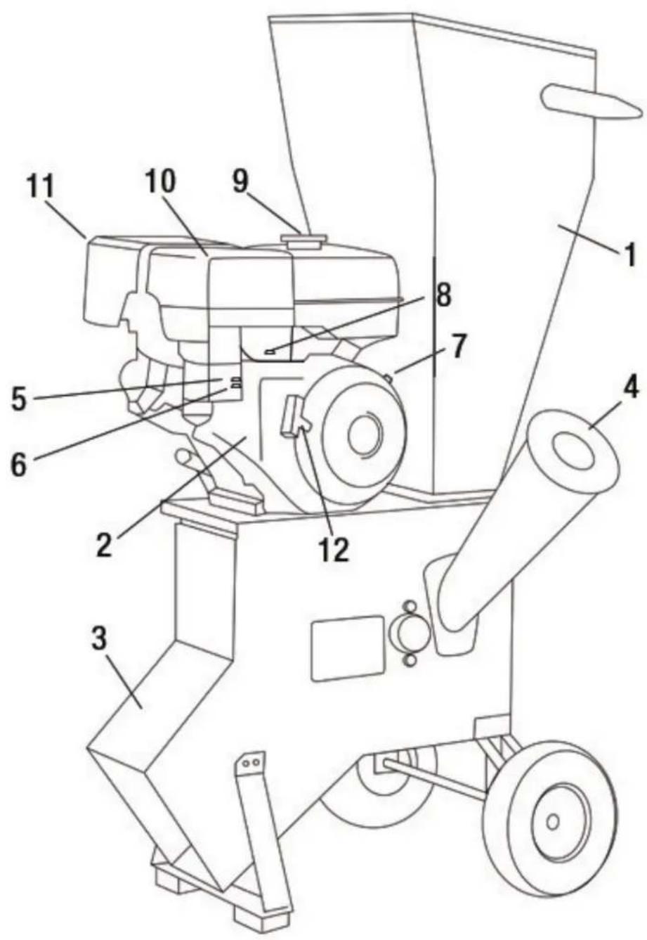 Technical diagram of a mechanical device with numbered parts for identification