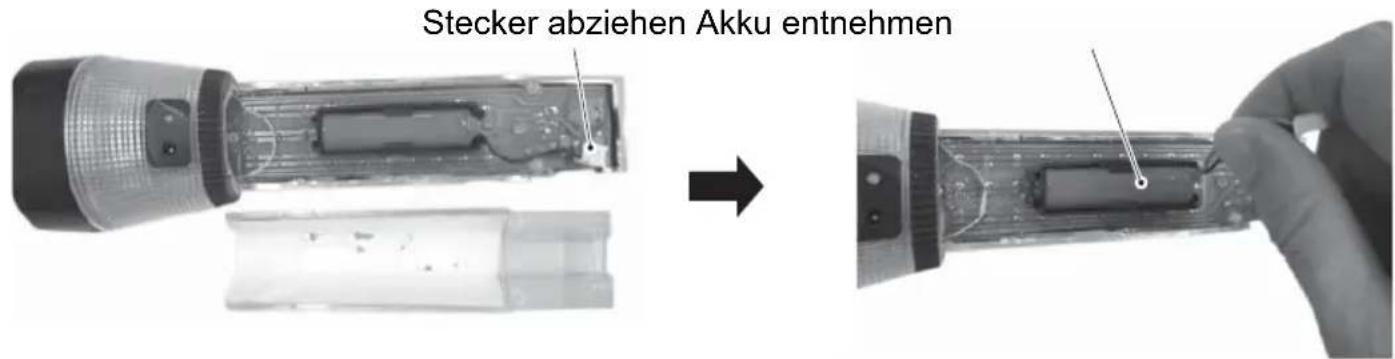 Stecker abziehen Akku entnehmen