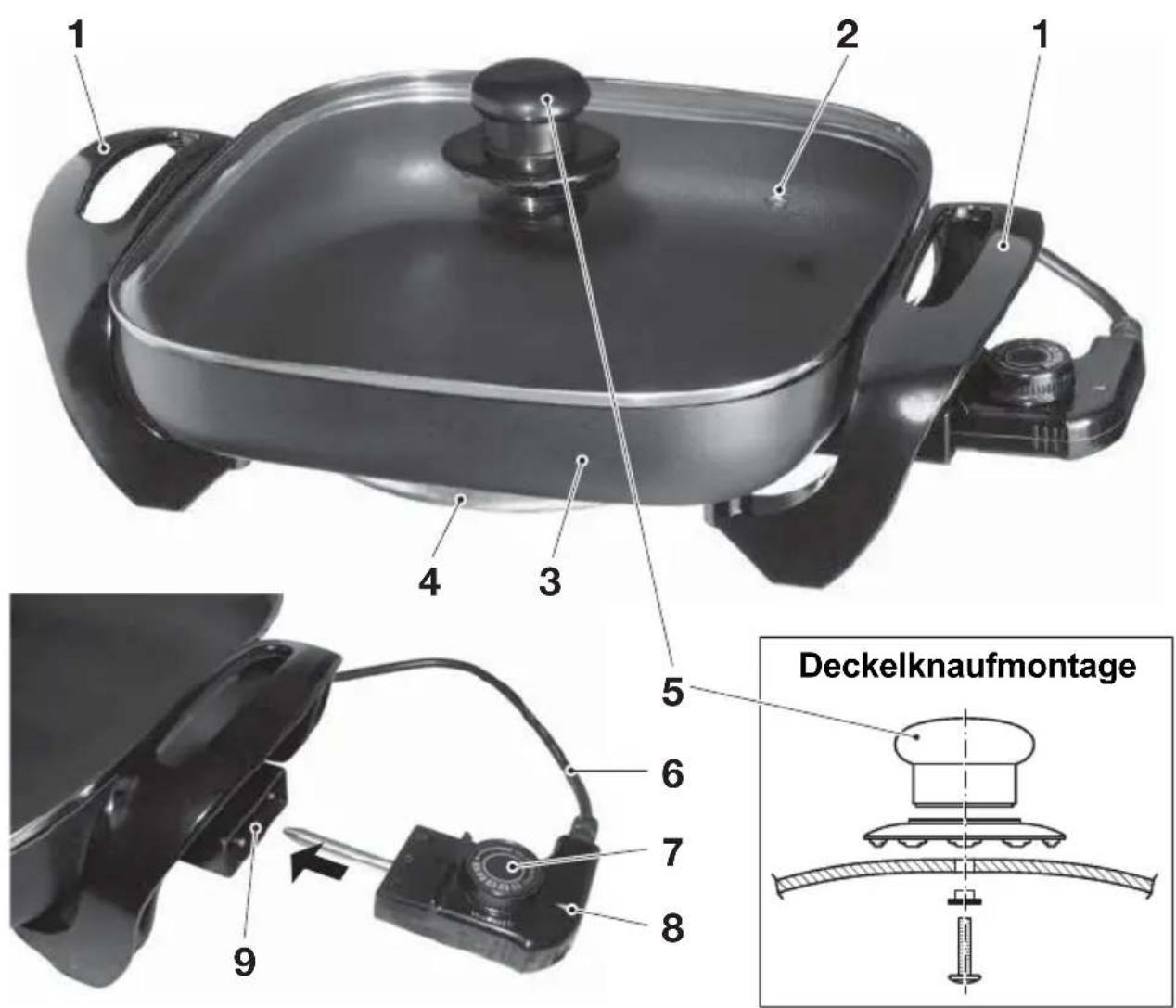 1 2 1 4 3 5 6 7 8 9 Deckelknaufmontage