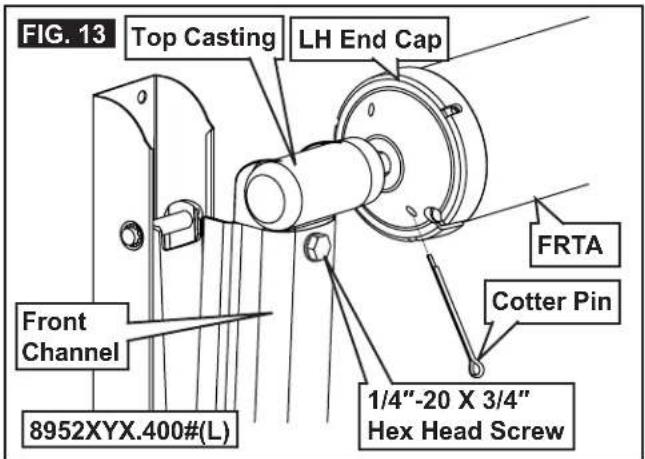 FIG. 13 Top Casting LH End Cap Front Channel 8952XYX.400#(L) FRTA Cotter Pin 1/4"-20 X 3/4" Hex Head Screw