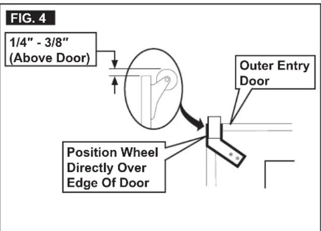 FIG. 4 1/4" - 3/8" (Above Door) Outer Entry Door Position Wheel Directly Over Edge Of Door