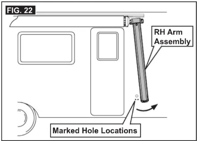 FIG. 22 RH Arm Assembly Marked Hole Locations