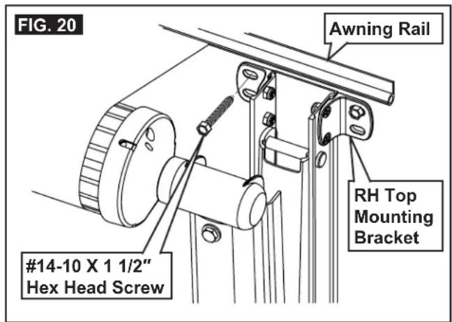 FIG. 20 Awning Rail #14-10 X 1 1/2" Hex Head Screw RH Top Mounting Bracket